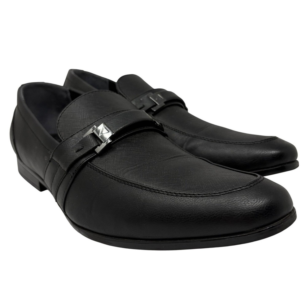 Guess Loafers Men Size 12 Black‎ Faux Leather Hardware GMGREG2
